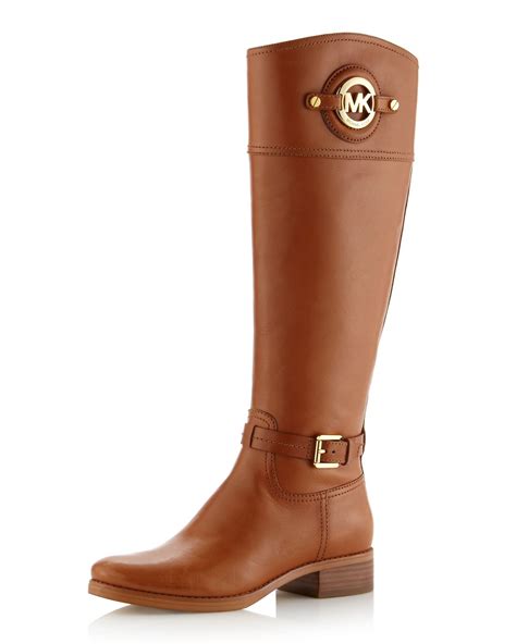 michael kors brown leather round toe buckle high boot|Michael Kors boots high heel.